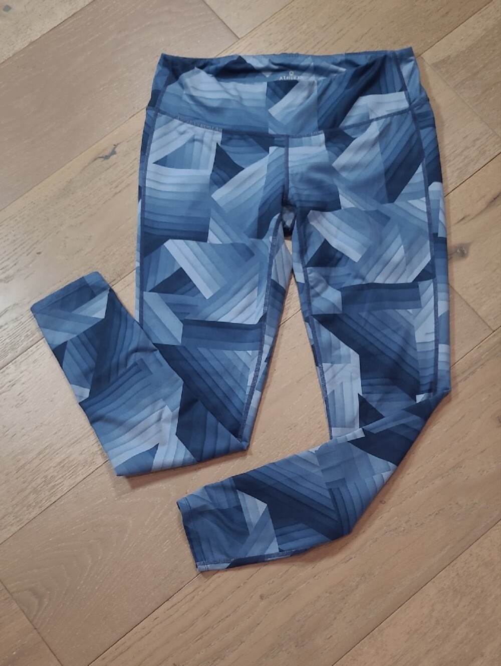 Athleta Leggings Women's sz L Blue Prism/Geometric Yoga Pants Activewear